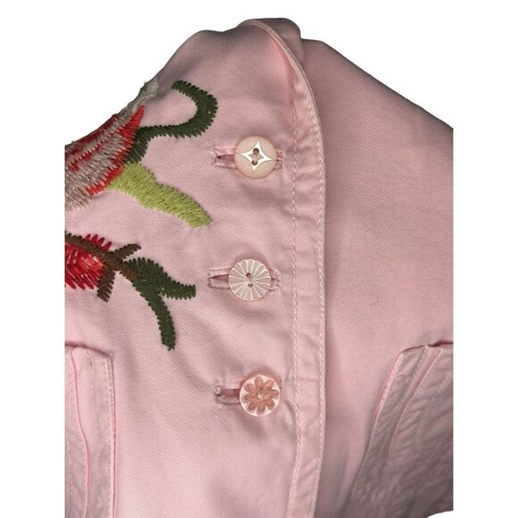 Johnny Was Blazer Jacket Womens M Pink  Floral Roses Embroidered JW Coat Medium - Picture 11 of 16